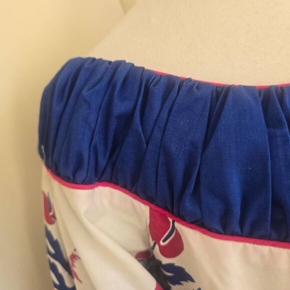 Mamo Howell for Liberty House Vtg. MuuMuu, Wht/Blue/Pink Floral, 3/4 Slv. EUC, L - Picture 4 of 16